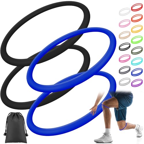 Image of Foilswirl Silicone Patella Knee Band for Basketball Patella Tendon Support Knee Pain Running Tendon Brace Support Strap(4,Black and Royal Blue,M)