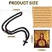 Otuuz Handmade Orthodox Prayer Rope 100 Knots with Braided Cross and Red Beads Orthodox Prayer Rope with Icon of the Mother of God Card Greek Cross Christian Charm Gifts