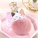 ZGLUZP Pink Cute Cat Shape Pom Pom Keychain Plush Ball Car Keychain Pendant Fluffy Keyring Charm for Women Girls Bag Purse Decor Keychains Accessories