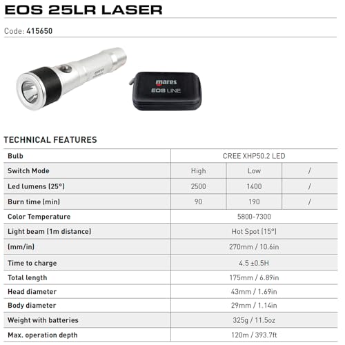 Mares EOS 25LR Laser equipo de iluminacion para rutas nocturnas de buceo 5