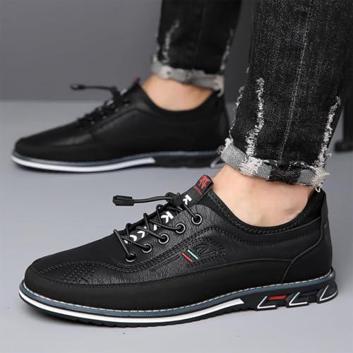 Image of Mens Dress Shoes Casual Oxfords Lace-Up Lightweight Formal Business Shoes Leather Loafers Fashion Sneakers Driving Loafers Orange