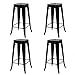 IDMarket - Lot de 4 tabourets de Bar Leny métal Noir Mat empilable Aspect Brut Factory