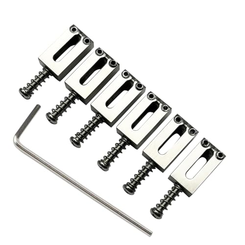 OVSAL Titanium Alloy Guitar Bridge Saddles 10.5mm Electric Guitar Alloy Saddles for Fender Strat Stratocaster Tele Telecaster 6 String Guitar Tremolo Bridge Saddles (K-shaped)
