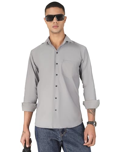 Image of Mens Cotton Lycra Full Sleeve Slim Fit Semi-Formal Shirt | Textured Pattern | Curved Hem