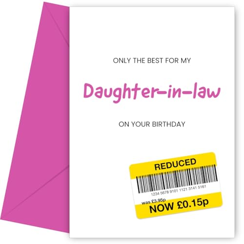 Hey Chimp Carte d'anniversaire « Only the Best Birthday for Daughter-in-Law » - Carte d'anniversaire amusante pour belle-fille pour dire joyeux anniversaire