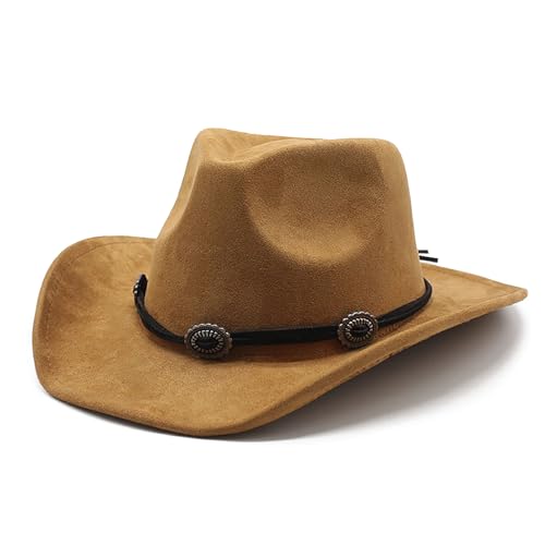 Image of LIDHAY Cowboy Hat for Women and Men Felt Wide Brim Suede Cowboy Cowgirl Hats Felt Cattleman Western Hats