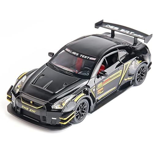 Image of DEUSON ECOM 1:24 Scale Super Toy Car for Kids Sport Car Die Cast Metal Model Cars with Light Sound Pullback Openable Doors, Black