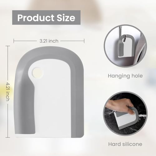 Image of Kunya Multi Purpose Silicone Squeegee with Hanging Hook Water Blade for Cleaning Bathroom Shower Mirror Glass Kitchen Countertop Car Windows Wiper Scraper Waterblade Cleaner Tool (Handy)