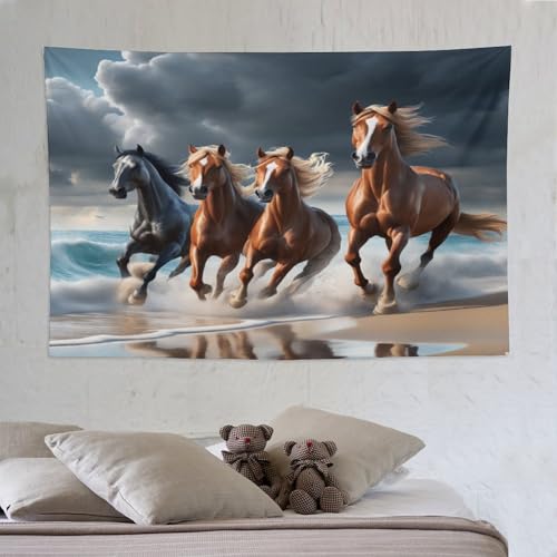 Tapisserie murale cheval drap de dortoir en polyester et grande serviette murale 150x230