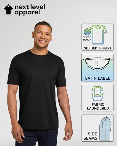 Next Level Apparel 6410 Men's Sueded T-Shirts, Bulk Premium Fitted Tees, Unisex Crewneck Undershirts - Custom Color Set Pack3