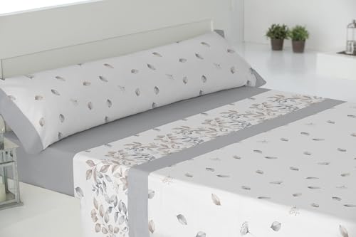 Cisne Rojo Juego Sábanas Poliéster Algodón para Cama 105 cm. Color Gris. Modelo Sofia. (200061-105-G)