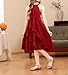 Tweenager Tween Fashion Girls Summer Dark Wine Red Maroon Burgundy Sleeveless Halter Neck Ruffle Midi Flowy A Line Dress Preteen Girl Wedding Party Graduation Birthday Prom Tutu Dresses for Kids