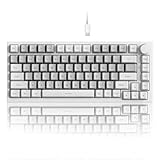 AK820 Wired 75% Mechanical Keyboard, Hot-Swappable Gasket-Mounted Gaming Keyboard with Similar HP Switches, 81 PBT Keycaps White-Grey Layout, Multimedia Keys Knob, White Backlit