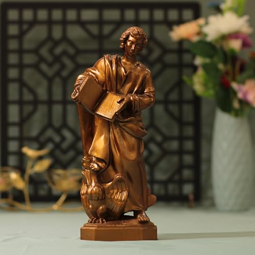 11.8 Inches St John the Evangelist Statue Antique Style Wood Carving Handmade Home Decor Christian Artwork Housewarming Gift Religious Art