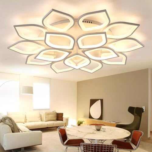 Plafonnier LED salon moderne dimmable à télécommande lotus 15 têtes - 4