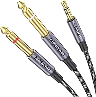 MOSWAG 3.5mm 1/8" TRS Male to 2X 6.35mm 1/4" TS Male Mono Stereo Y-Cable Splitter 10FT/3Meter Compatible for Home Stereo Systems,Laptop,Amplifier,Mixer Audio RecorderMP3,etc