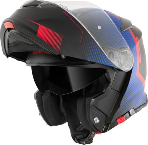 Bogotto H271 Wayke Klapphelm, schwarz matt/rot/blau, XL
