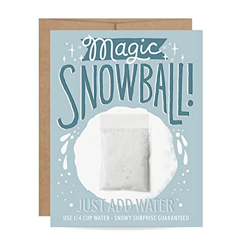 Inklings Paperie Magic Snowball Grow Holiday Greeting Card, Blank Inside, Large Snowball, Eco-Friendly, USA Made