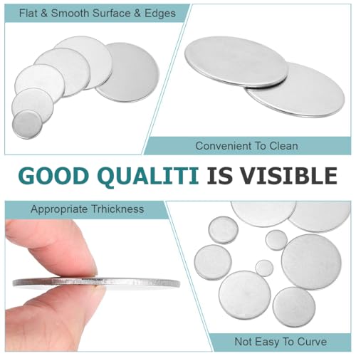 OPVYAEU 20 Stück Edelstahl Gravier Rohlinge, 31/32 (25mm) Durchmesser 0,1 (2,5mm) 304 Edelstahl Flache Runde Platte Rund Stanzrohling für Handwerk Metallprägung und Schmuckherstellung
