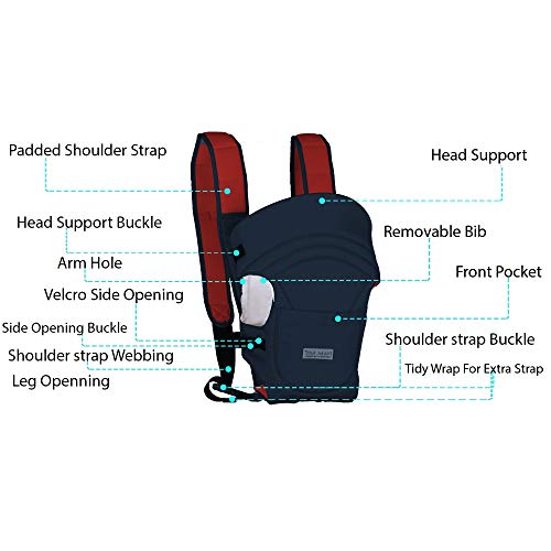 Image of POLKA TOTS Baby Carrier / 3-In-1 Sling Carrier / Kangaroo Bag /baby Carry Bags /Baby safety Belt /Kid Carry Bag /Baby Sling /Back Baby Carrier /Front Carrier for baby kids Carrier Belt /Buckle Straps (Maroon) (Navy Blue)