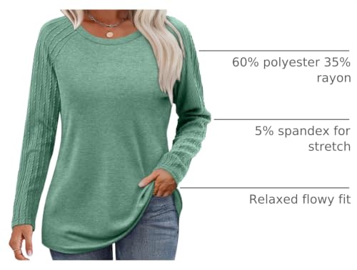 Image of OFEEFAN Long Sleeve Shirts for Womens Fall Fashion 2026 Crewneck Oversized Sweatshirt Tunic Tops to Wear with Leggings