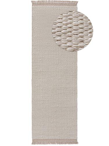benuta Wollteppich Läufer Lana Cream 80x250 cm