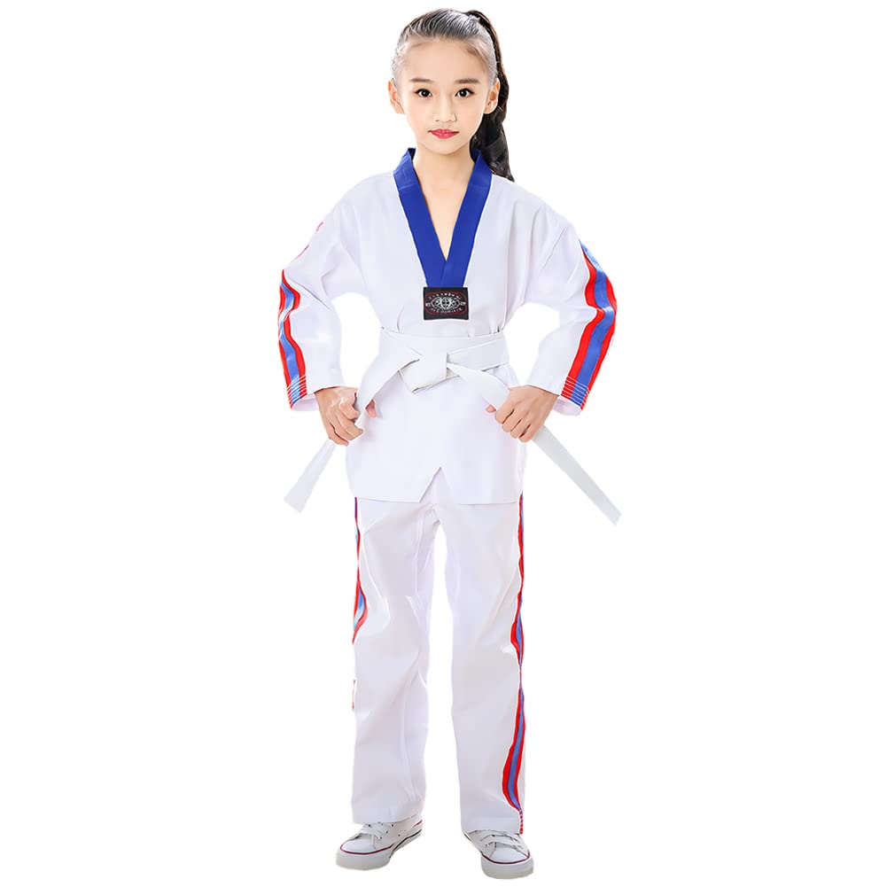 Uniforme de Taekwondo Niñas con Cinturón Traje de Taekwondo Profesional para Karate Judo Entrenamiento