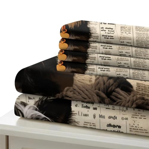 Housse de couette 3d journal rétro avec taies d'oreiller parure de lit double 200x200