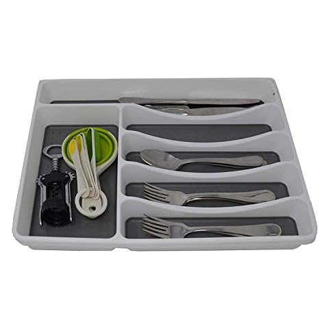 Large Plastic Flatware Tray W/6 Compartments. Cover