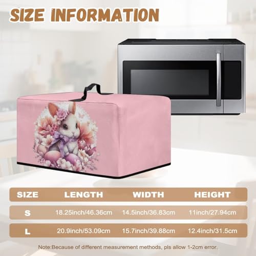 Image of Microwave Oven Cover Protective Kitchen Appliance Dustproof Cover Stain-Resistant Air Fryer Toaster Oven Protector Easter Decor, L, Pink Floral Rabbit Easter Egg