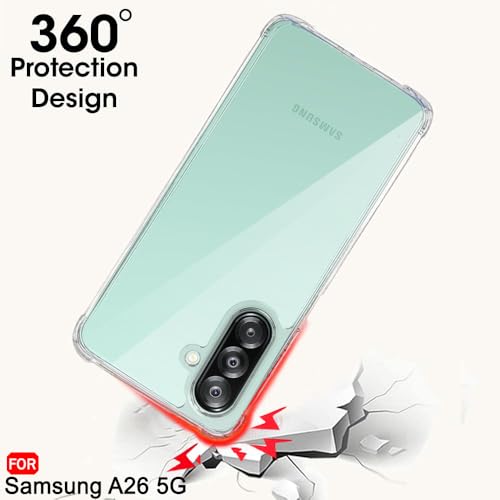 Image of TheGiftKart Crystal Clear Back Cover Case for Samsung Galaxy A26 5G | 360 Degree Protection | Shock Proof Design | Transparent Back Cover Case for Samsung Galaxy A26 5G (PC & TPU, Transparent Bumper)