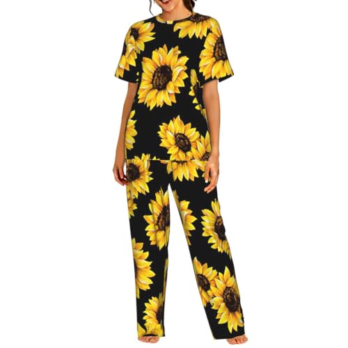 Pyjama short femme anti-transpiration vêtement de nuit fluide motif fleuri