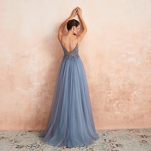 Robe de bal formelle avec strass et perles dos nu haute performance