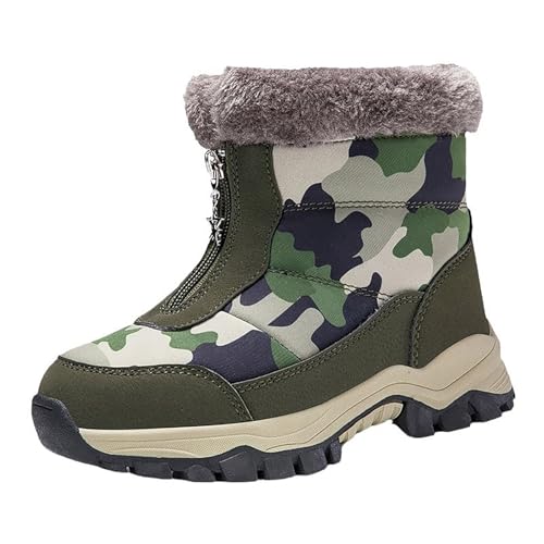 IWIHMIV Toddler Short Boots for Girls Boys Winter Warm Hiking Boots with Zipper Outdoor Non Slip Thickened Shoes2