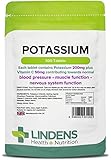 Lindens Kalium 200mg Tabletten | 500 Verpackung | Mit 50 mg Vitamin C pro Tablette. Fördert normale Blutdruckwerte und unterstützt Muskelfunktion und Nervensystem