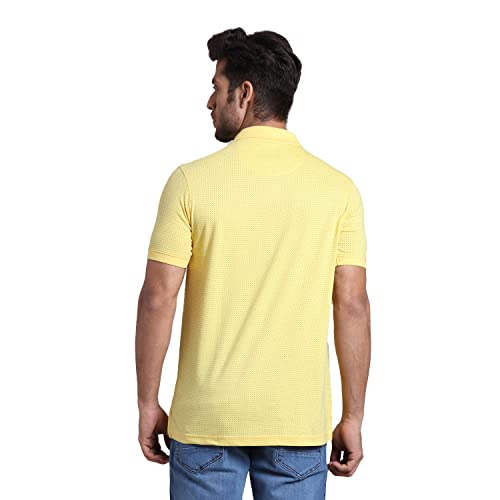 Image of Park Avenue Men's Pure Cotton Print Pattern Slim Fit Rib Collar Polo Neck Half Sleeve Casual T-Shirt