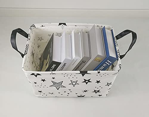 Image of Kid Storage Basket Gift Shelf Basket Toy Storage Bin, Nursery Basket Organizer Box for Children Room Deco With Handles (Star)