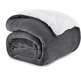 Einzelne Anthrazit-Sherpa-Fleecedecke, Mikrofaser, gewichtete Decke, flauschige Decke...