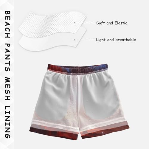 Boys Quick Dry Swim Trunks with Pockets Horse Nebula Stars Galaxy Beach Shorts for Kids, Toddler Swimsuit Boy4