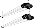 Hykolity 2 Pack 4FT Linkable LED Shop Light for Garage, 4400lm, 4FT 42W Utility Light Fixture, 5000K Daylight LED Workbench Light with Plug, Hanging or Surface Mount, Black - ETL