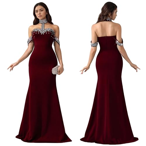 Image of Nagfar Women Rhinestone Sequin Birthday Party Sexy New Year Formal Dress