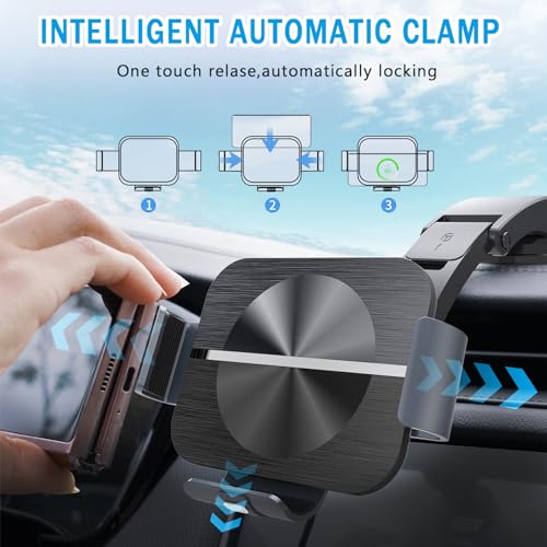 Acteam Wireless Car Charger Phone Mount for Galaxy Z Fold 5/4/3/2/S22 Ultra, Dual Coil 10W Fast Charging Auto-Clamping Car Air Vent Dashboard Phone Mount for Galaxy Z Fold/Note (Black)