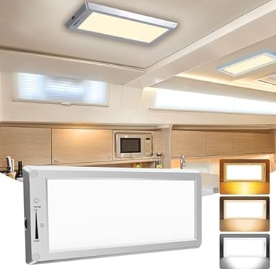 RV Lights Interior,3 Color RV LED Super Bright Fixture,12V RV Ceiling Dome Light with ON/Off Dimmable Switch Energy Saving Gift Package for RV/Camper/Car/Trailer/Boat