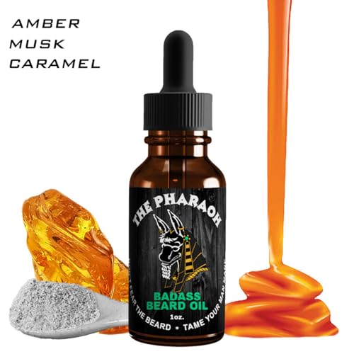 Image of Badass Beard Care Beard Oil For Men - Pharaoh Scent, 1 oz - 100% Natural and Organic Food-grade Ingredients, Soften Hair and Hydrate Skin