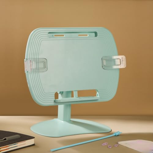 Image of 1 Compartment Portable Adjustable Tablet Holder with Folding Hands Rotatable Book Stand Holder for Reading - Ideal for Cookbooks, Sheet Music, and More - Textbook Holder Organizer (Green)