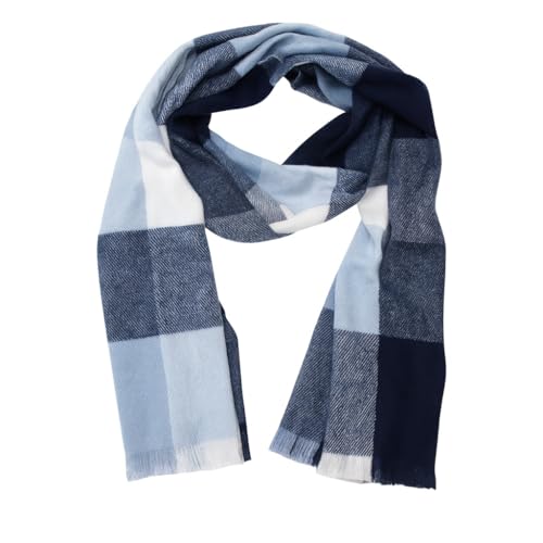 beybey® Edler Winterschal für Damen & Herren – XXL Karoschal – weich, warm & hochwertig – klassisch zeitloses Design in eleganten Farben (Blau)