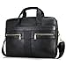 Produktbild KSIBNW Arbeitstasche Herren Retro Aktentaschen Aus Echtem Leder mit Laptopfach 15.6 Zoll Laptoptasche Businesstaschen Umhängetasche Notebooktasche Handtasche dokumententasche für Büroreisen Schwarz