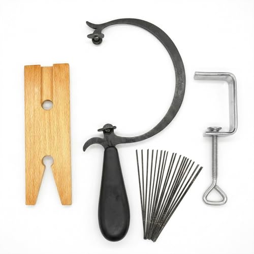 Jewelers Saw Frame Set with Adjustable Curved Saw Frame 144 Assorted Blades Wooden Bench Pin and Metal Clamp for Jewelry Making