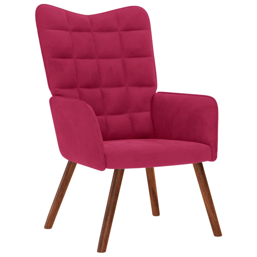 Poltrona relax con sgabello, comoda poltrona imbottita in velluto con piedini in legno, moderna poltrona con poggiapiedi, per soggiorno, camera da letto e ufficio, 61,5 x 69 x 95,5 cm