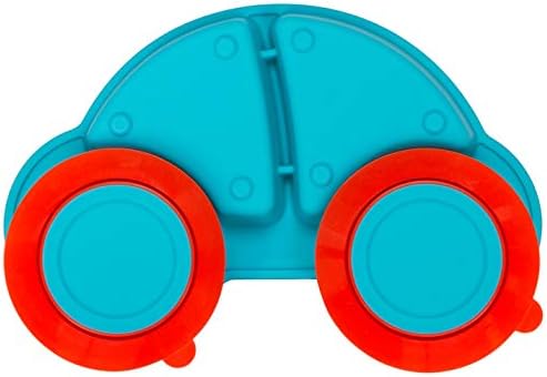 Baby Silicone Placemat, Non-Slip Feeding Plate for Toddlers Babies Kids with Strong Suction Fits Most Highchair Trays BPA-Free FDA Approved, Dishwasher and Microwave Safe (New Car Blue)